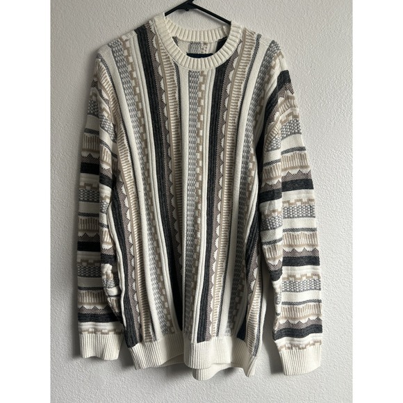 Hollister Other - Men's Large Hollister Sweater 3D Googi Style Knit Grandpa Cosby Pullover Crew